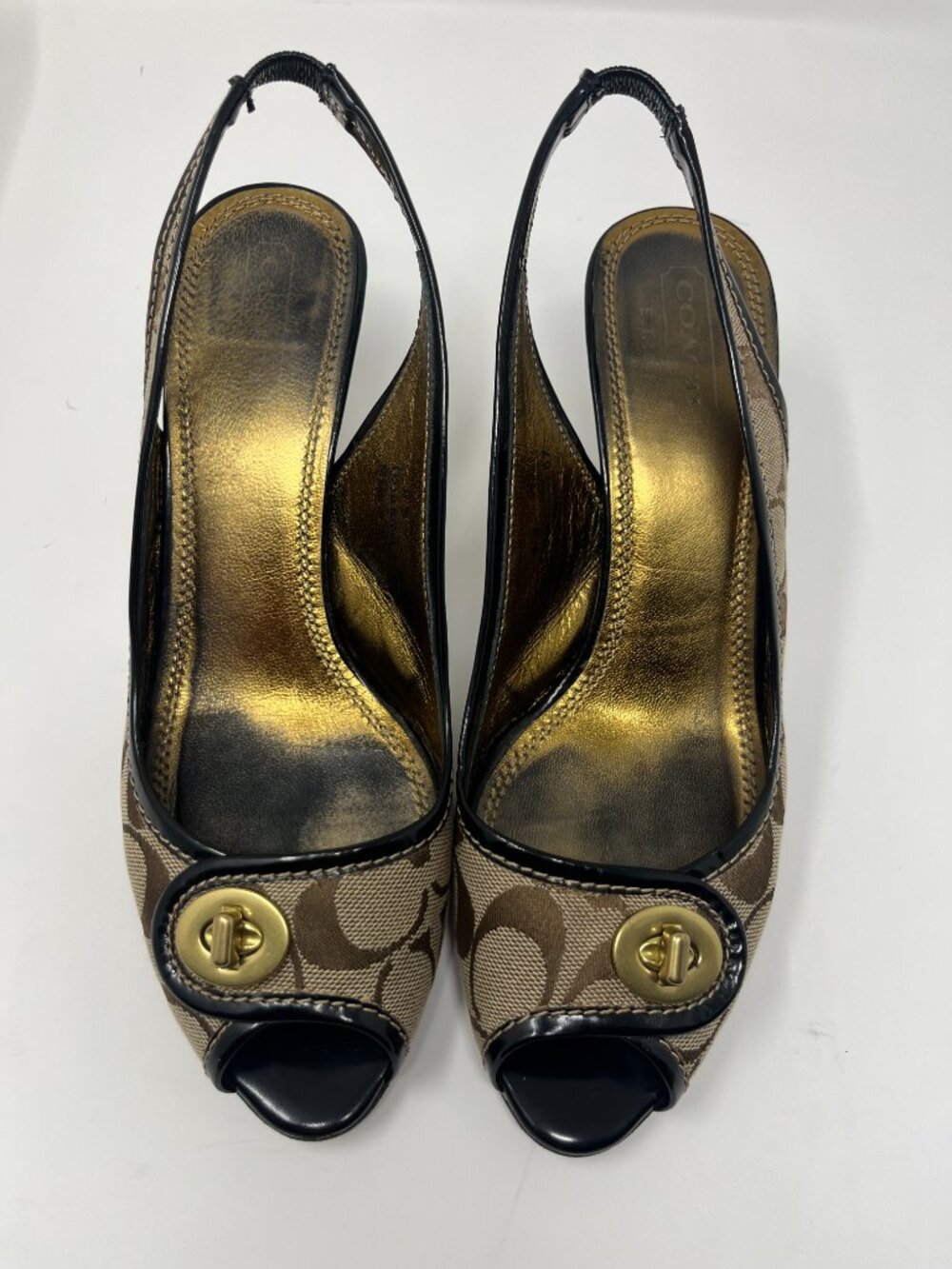 Vintage Coach Brook Signature Slingback Heels - Size 9 M - Picture 5 of 12